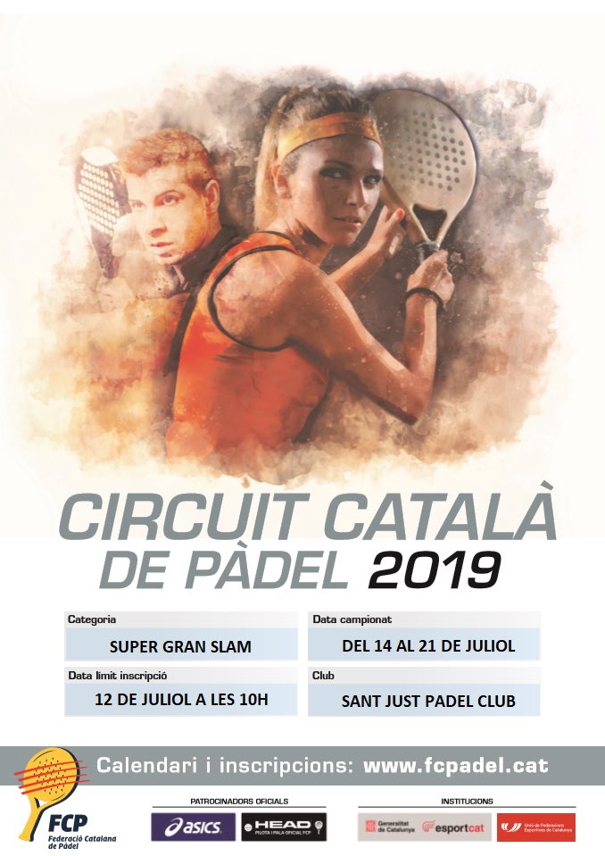 FCatalanaPadel's tweet photo. Fins demà les 10:00h us podeu inscriure als següents tornejos:
 
✏️ Circuit Català #SGranSlamFCP 
📍 @santjustpadel 

✏️ Circuit #BronzeFCP @HEAD_PADEL 

📍@NouTenisBelulla (BCN)
📍@CNREUSPLOMS (TGN)

Animeu-vos!!! https://t.co/aAlEtFG0sb