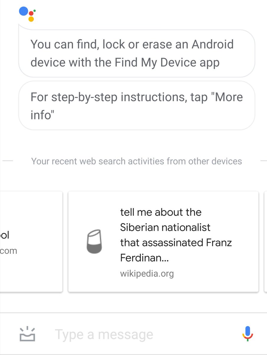 khan_niah's tweet photo. Hello can someone please tell me why my 11yr old brother is asking about the assassination of Archduke Franz Ferdinand? #GoogleAssistant #GoogleHome #siblings https://t.co/zKVLoq2tLu