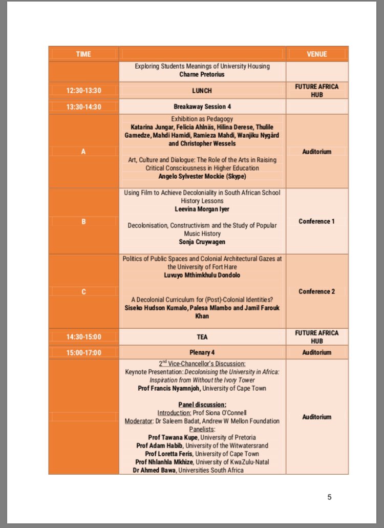 UParadigms's tweet photo. The second day of our conference is about to start. If youβd like to join us, please RSVP on our website - https://t.co/OUGverPN7y. We will be ending our day with the Vice Chancellors Discussion. @UPTuks @UKZN @UCT_news @WitsUniversity @unisa #UnsettlingParadigms #ChangeWeMust https://t.co/GVTmLFpYwf