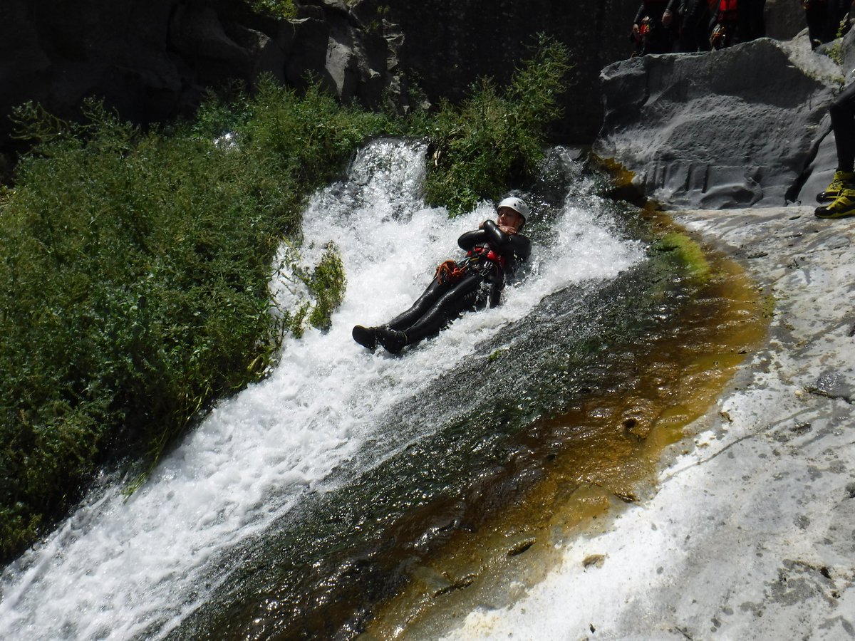 Rickme11or's tweet photo. Outdoor Ed students from Calderdale college canyoning in Sicily. Great fun was had by all and it was a welcome cool down from the 41° heat! @CalderdaleCol #etnafinder https://t.co/TjOR1R09Rn