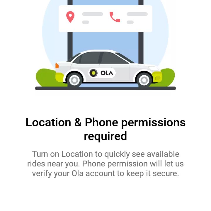 Apoorva___'s tweet photo. Why you want phone permission at start? This statement "phone permission will let you us verify your Ola account" doesn't justify why you need the phone access? And on the other hand you are using otp verification so I don't think you need phone access to do that.. @Olacabs https://t.co/K5BEE01jwz