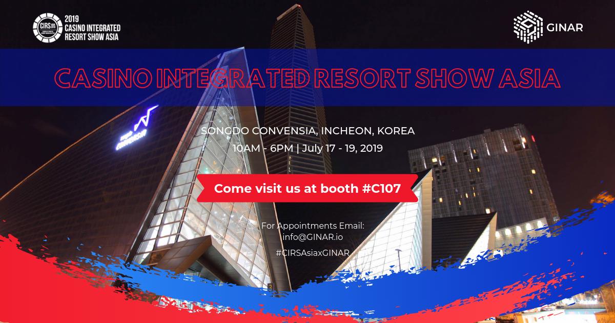 GINAR_io's tweet photo. GINAR will be going to Casino Integrated Resort Show (CIRS) in Incheon, Korea (July 17 -19 2019). Join us to discuss our random number generator that will change the way we look at transparency and security in the gaming world. 
#CIRSAsia #blockchain #RNG #dRNG #iGaming #gambling https://t.co/Xkcdx5yA8Z