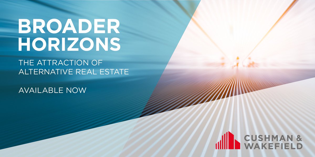 CushWakeUK's tweet photo. Our newest report, 'Broader Horizons - the Attraction of Alternative Real Estate' has just been released!
Looking at the last decade, how should you be investing in alternative real estate?
👉 https://t.co/PRLlshLTX2
#BroaderHorizons19 #AlternativeRealEstate https://t.co/LwctZUBVXg
