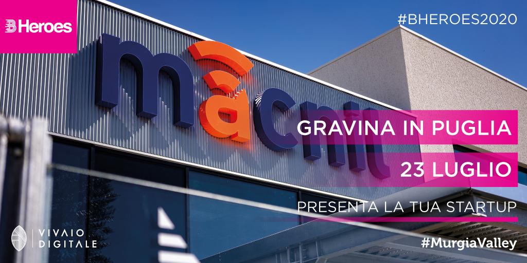 Il 23 luglio nel #VivaioDigitale di #MACNIL in #MurgiaValley si terrà una tappa del roadshow <a href="/BHeroes_Italia/">B Heroes</a> per selezionare le migliori #startup che potranno aspirare ad un finanziamento di 1 mln di euro. Partecipate con la vostra startup: bit.ly/2S2RssR #innovation