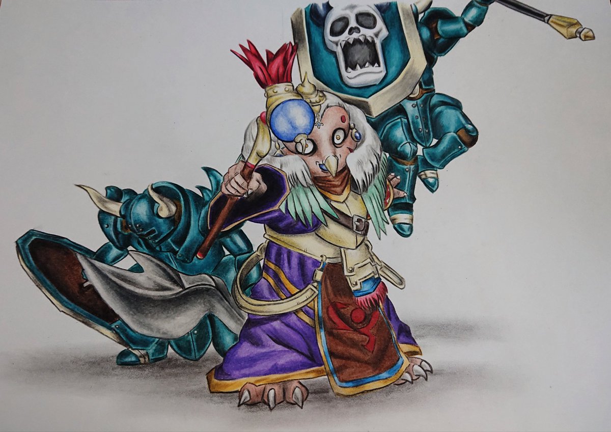 ケイ Dq10 紅蓮の魔剣士 帝国将軍コイン実装記念にガナン帝国皇帝 三将軍合わせた色鉛筆イラストあげておきます