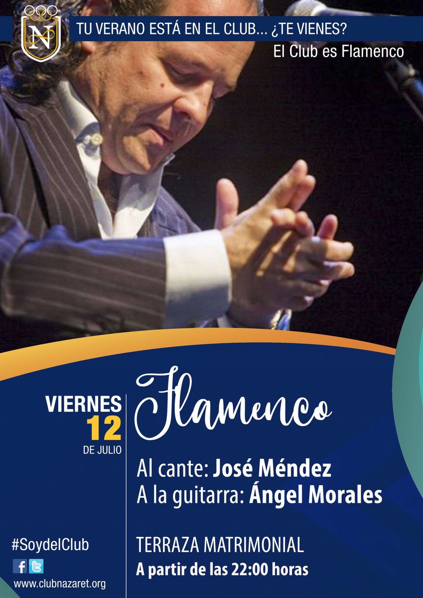 CanalFlamenco's tweet photo. Primer viernes flamenco en el Club Nazaret.
Disfruta del arte de José Méndez al cante y Ángel Morales a la guitarra en un entorno único y exclusivo.
A partir de las 22:00h, el flamenco se vive en #Jerez

#flamenco #flamencoesjerez #jerezesflamenco #Jerezesmúsica https://t.co/LUNO2PMLRG