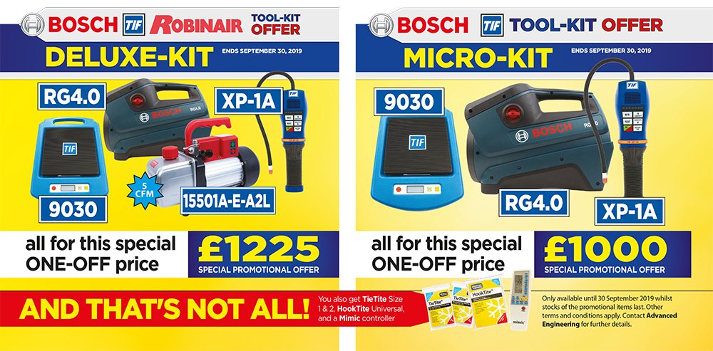 AdvancedUK's tweet image. Tool-kit SPECIAL OFFERS! Speak to a participating wholesaler about these FANTASTIC toolkits on special offer only until September 30, 2019!
And we have thrown in some extras as well! #clevertools #industrykits #hvacrengineer
