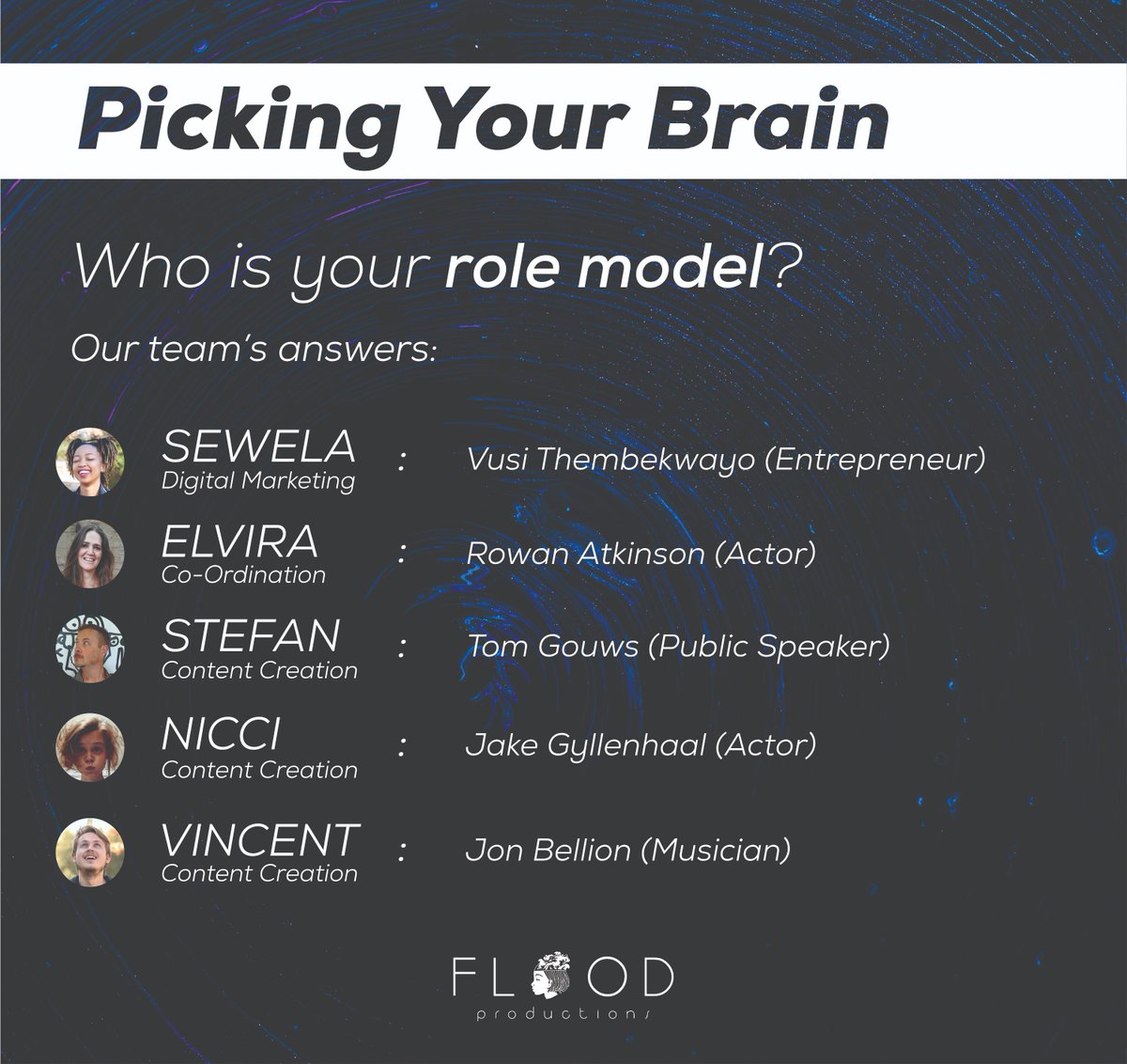 FLOODcreates's tweet photo. Please comment your answers down below! We'd love to know who YOUR role models are! #PickingYourBrain #ThursdayThoughts #ThursdayMotivation #thursdaymorning #CreateTheRevolution https://t.co/n1yTUceZ2H