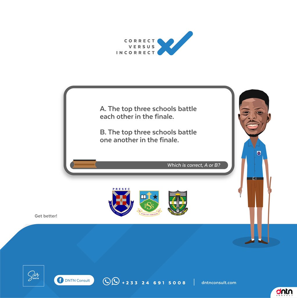 dntnconsult's tweet photo. What do you think? 🔄 RT to see what others think.

#correctvsincorrect
#LetsTalkAbout6 
#NSMQ2019Finals 
#presec
#odadee
@Odadee_Official 
@thenanaaba 
@Grammarly 
@UNESCO https://t.co/D7hKeJ4hpa