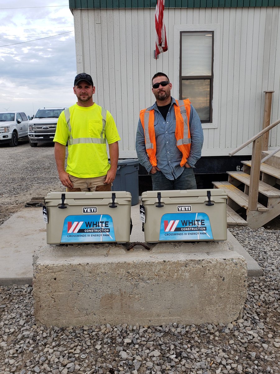 WhiteConst's tweet image. We hosted a giveaway at the halfway mark of Crosswinds III project, including the 50+ employees who submitted "Good Catches" by reporting and correcting potential safety risks. The two winners earned custom Yeti coolers. Thank you for reporting good catches in the name of safety!