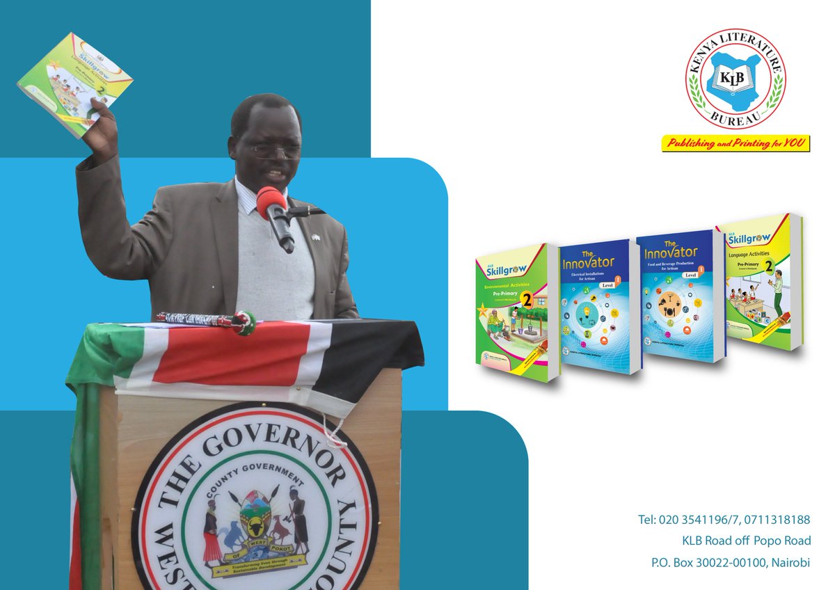 Kenya Literature Bureau (@klb_kenya) on Twitter photo Is your County aboard?
West Pokot Governor <a href="/Johnlonyangapuo/">Prof John Krop Lonyangapuo</a> says his County is METICULOUS in matters EDUCATION. KLB has made this possible through the production of quality books for learners in ECDE and TVET centres. Is your County aboard?
West Pokot Governor <a href="/Johnlonyangapuo/">Prof John Krop Lonyangapuo</a> says his County is METICULOUS in matters EDUCATION. KLB has made this possible through the production of quality books for learners in ECDE and TVET centres.