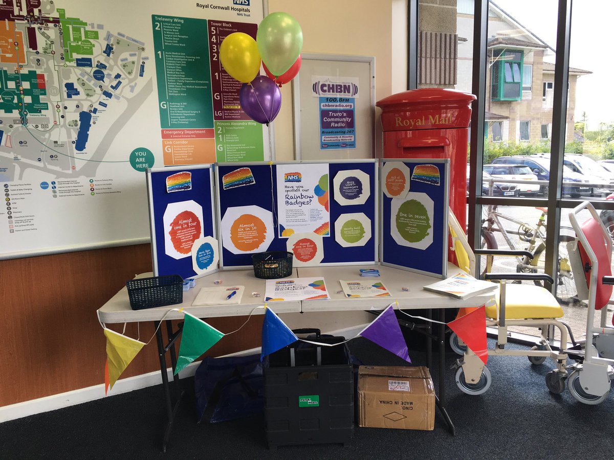 RCHTEquality's tweet photo. Rainbow launch today. RCHT staff come and sign up and get your badge in Trelawney entrance #inclusive LGBT https://t.co/CZs884M6ct