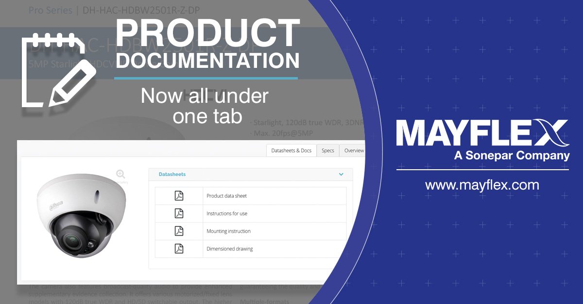 Instead of multiple tabs housing important product documentation, we’ve brought all of it together, so you can find everything you need in one place. mayflex.com