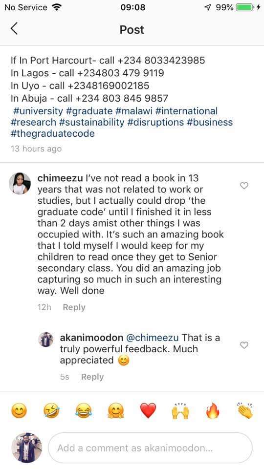 TheGraduateCode's tweet photo. Here are some reviews from our readers.

Thank you guys, I really appreciate.
#thegraduatecode #akanimoodon #bookreviews https://t.co/fATZsf4wKF