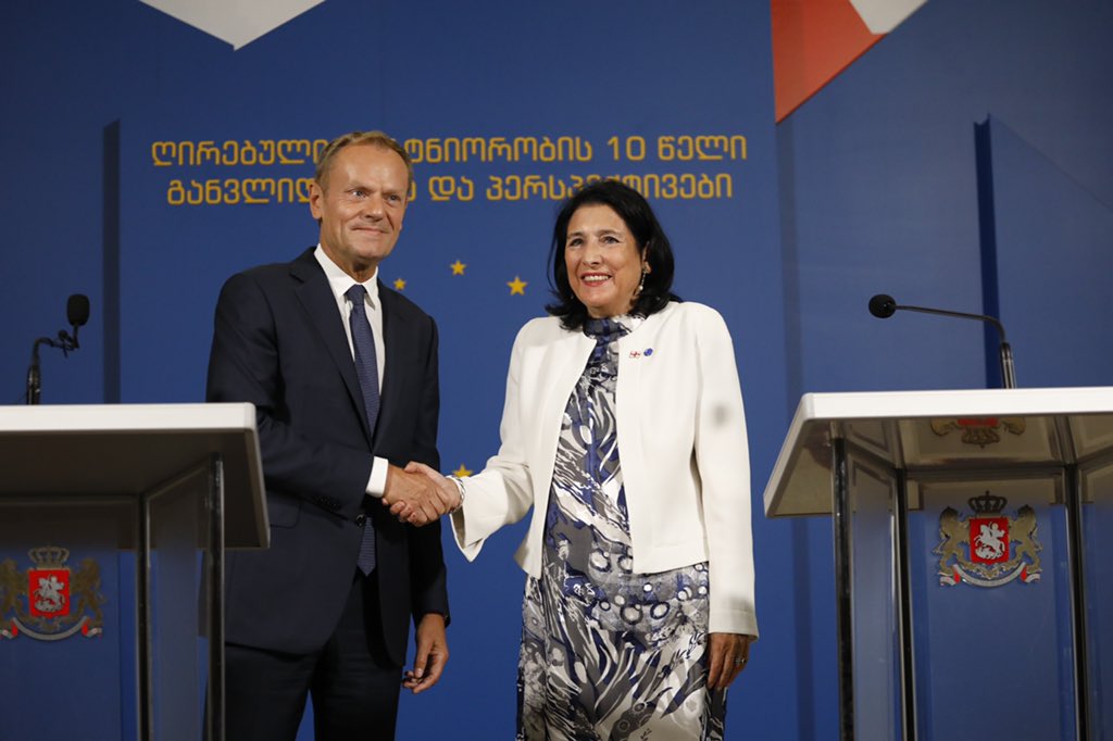Georgia is an important partner and friend of the EU. We discussed how to further develop the strong EU-Georgia relations.
My statement after meeting <a href="/Zourabichvili_S/">Salome Zourabichvili</a> 
europa.eu/!dv67kX