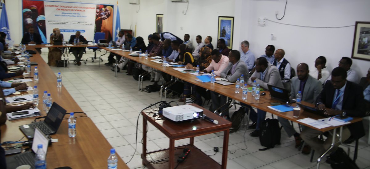 WHOSom's tweet photo. What a great day for Somalia! WHO Somalia and @MOH_Somalia partnered for a strategic dialogue on health. This will mark another milestone and align our work with the priorities of the FGS and also with Global Programme of Work-13  (GPW 13) https://t.co/VvSZVSKGN4