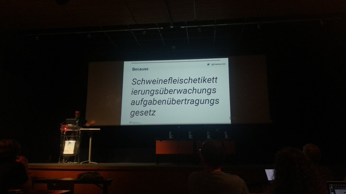 PPredkiewicz's tweet photo. @chainsawriot teaching Germans what is the proper, predicted by his model, article to  the Nutella. It's Die Nutella btw. He also created done of the most German word out there. Great stuff!
#useR2019 https://t.co/Tg7ZdNl26o