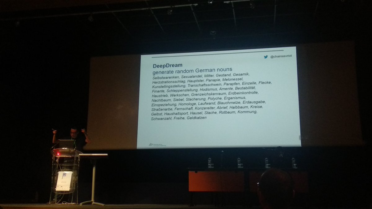 PPredkiewicz's tweet photo. @chainsawriot teaching Germans what is the proper, predicted by his model, article to  the Nutella. It's Die Nutella btw. He also created done of the most German word out there. Great stuff!
#useR2019 https://t.co/Tg7ZdNl26o