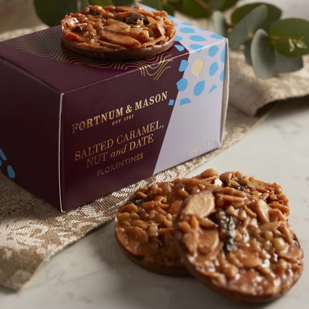 Fortnums's tweet photo. You had us at 'Salted Caramel, Nut & Date Florentines' > https://t.co/OvvNjA2Q2e https://t.co/CPNvBtN8kk