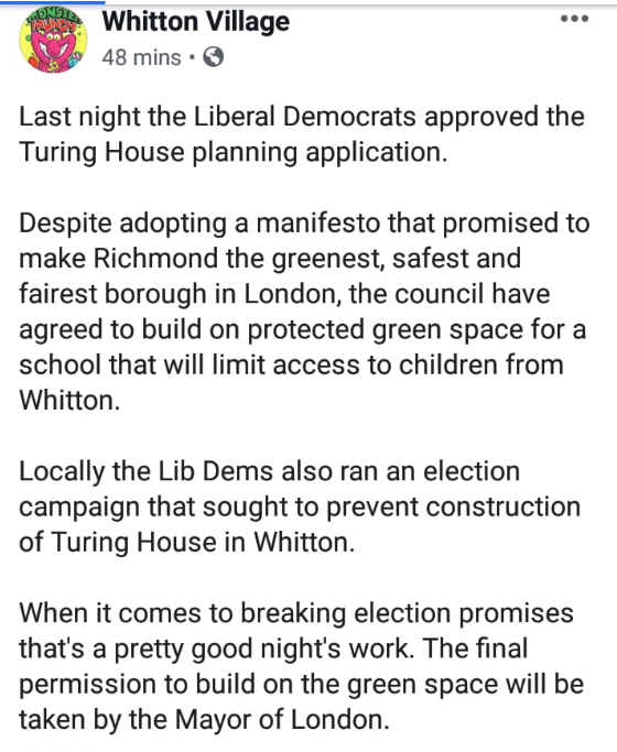 WhittonThoughts's tweet photo. A damning assessment of @TRLibDems #TuringHouse planning approval from @Whittonvillage #Whitton #brokenpromises #bollockstowhitton https://t.co/Gome2r0XAW