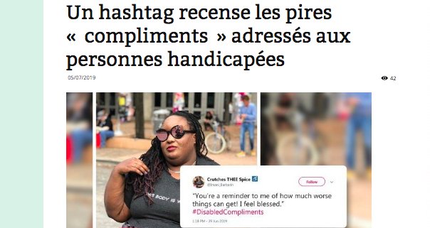 FaireFaceInfos's tweet photo. Phrases blessantes, fausse compassion... le #DisabledCompliments dénonce les discriminations liées au #handicap : c'est l'article le plus lu sur https://t.co/l5UKebQ6ts, hier ➡️https://t.co/KnfY4StCwR https://t.co/Wsm2kT4J74