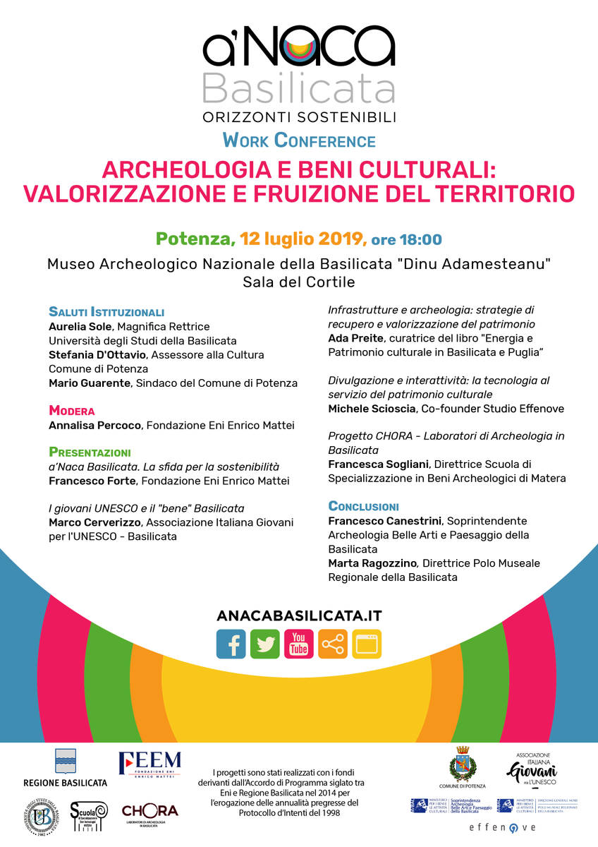 #Archeologia, beni culturali e patrimonio nella work conference di venerdì 12 luglio a #Potenza, promossa da #aNacaBasilicata. Si discuterà di #sostenibilità, #infrastrutture e #divulgazione con @UNESCO_giovani, <a href="/FEEMit/">FEEM</a>, @UniBasilicata. Vi aspettiamo!
anacabasilicata.it/2019/07/11/ana…