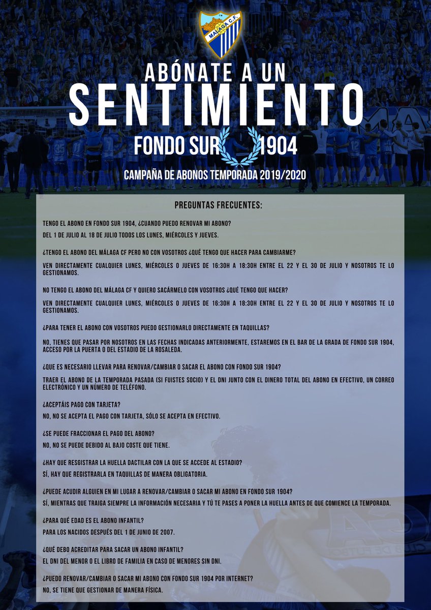 FondoSur1904's tweet image. ¡Último día de esta semana para renovar! Os esperamos de 16:30h a 18:30h😉 #AbónateAUnSentimiento #Siéntelo