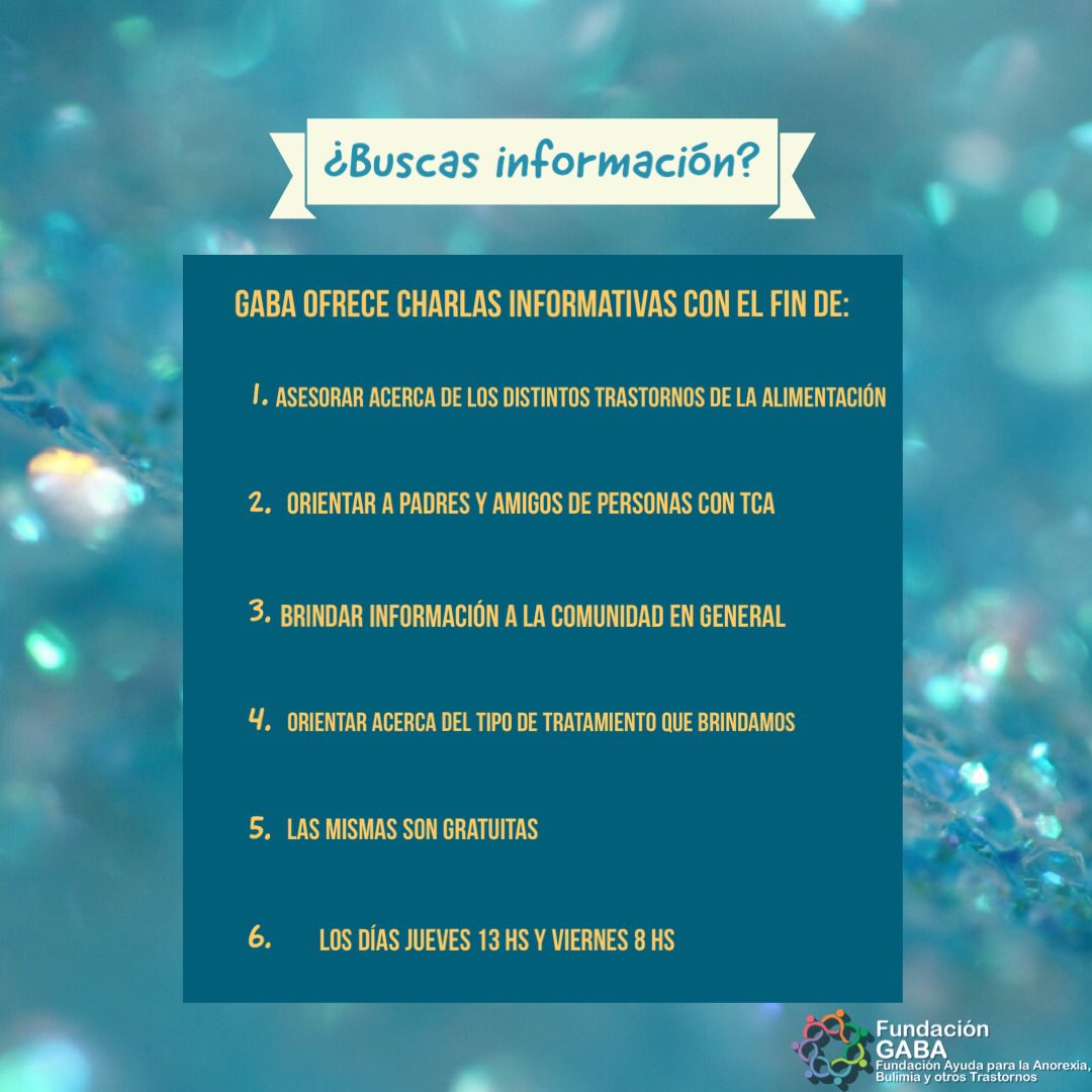 FundacionGABA's tweet photo. Si buscas información o pensás que alguna persona que conozcas está atravesando un trastorno alimentario no dudes en acercarte a GABA y recibir asesoramiento. https://t.co/bTiwOmnSG0