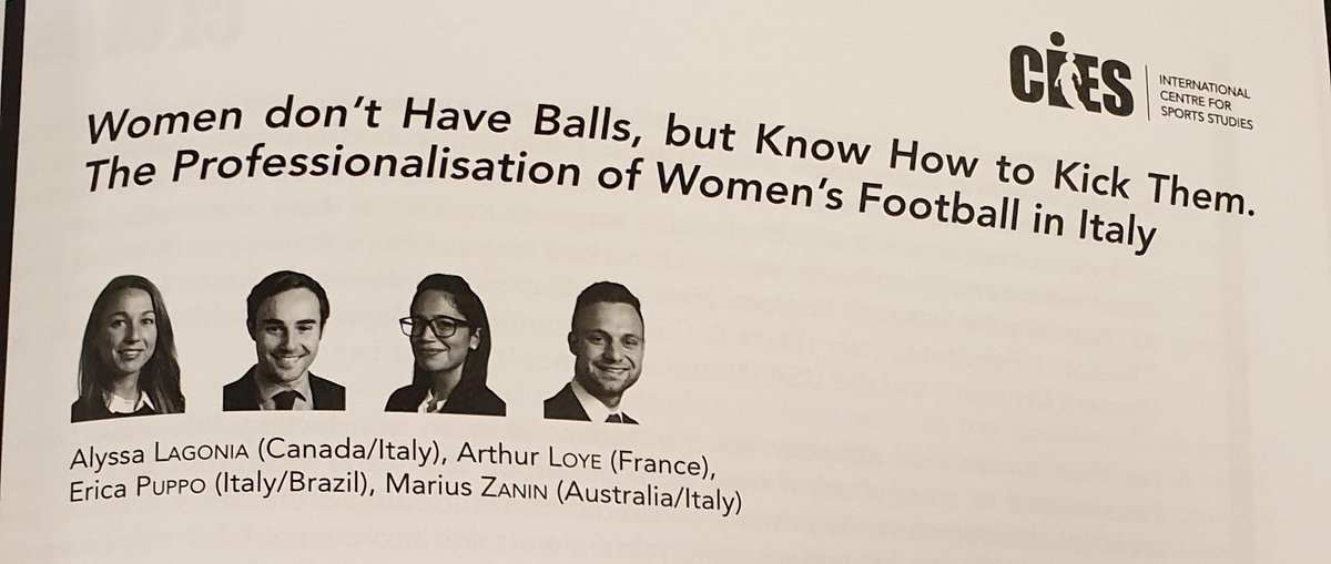 7th and last group: Women don't have balls, but know how to kick them. The professionnalisation of Women's football in Italy.

youtu.be/fpUGEGvihTc