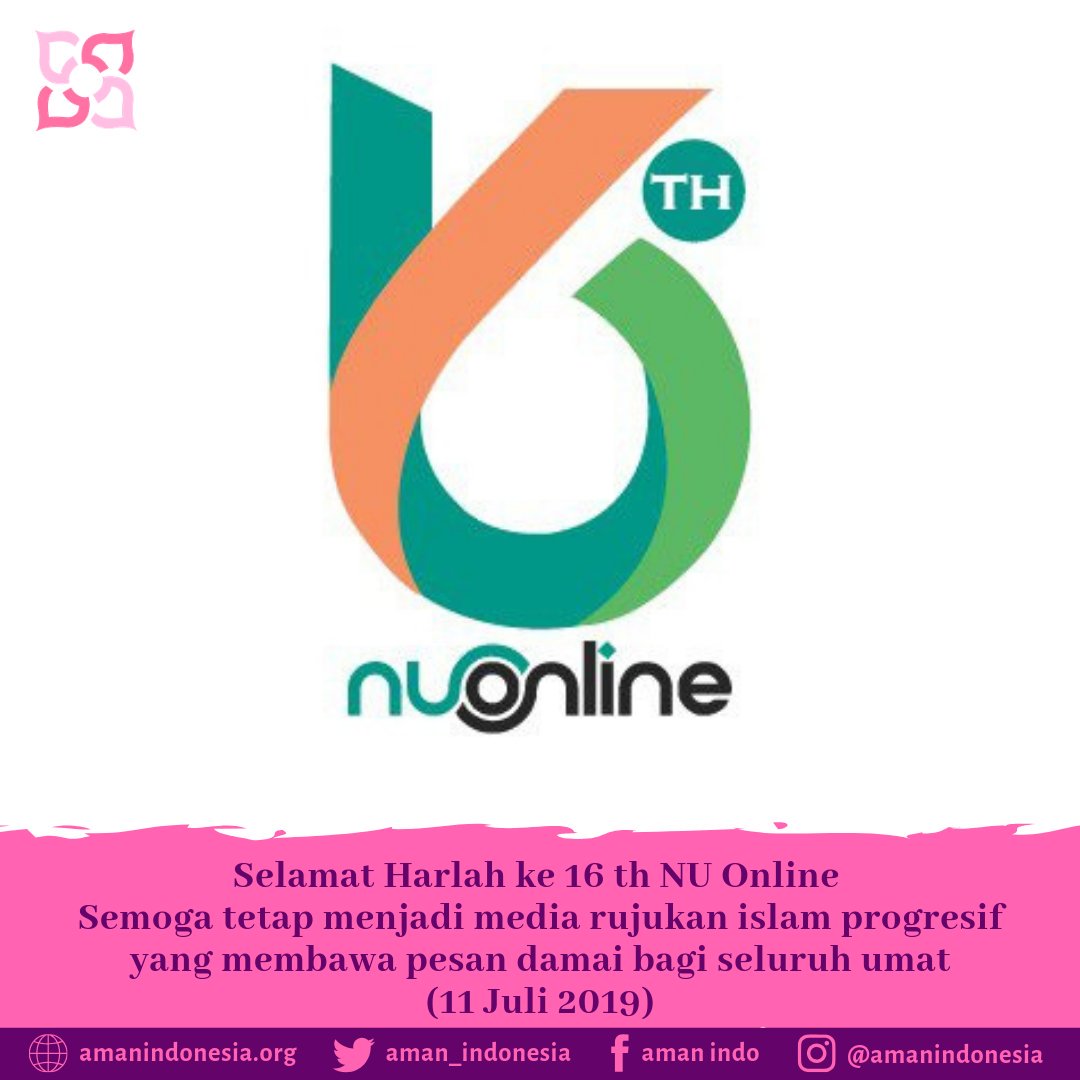AMAN_Indonesia's tweet photo. Selamat memperingati harlah yang ke 16 th @nu_online
#Harlah16NUOnline
#islamprogresif
#islamdamai https://t.co/9wPM8WIIWa