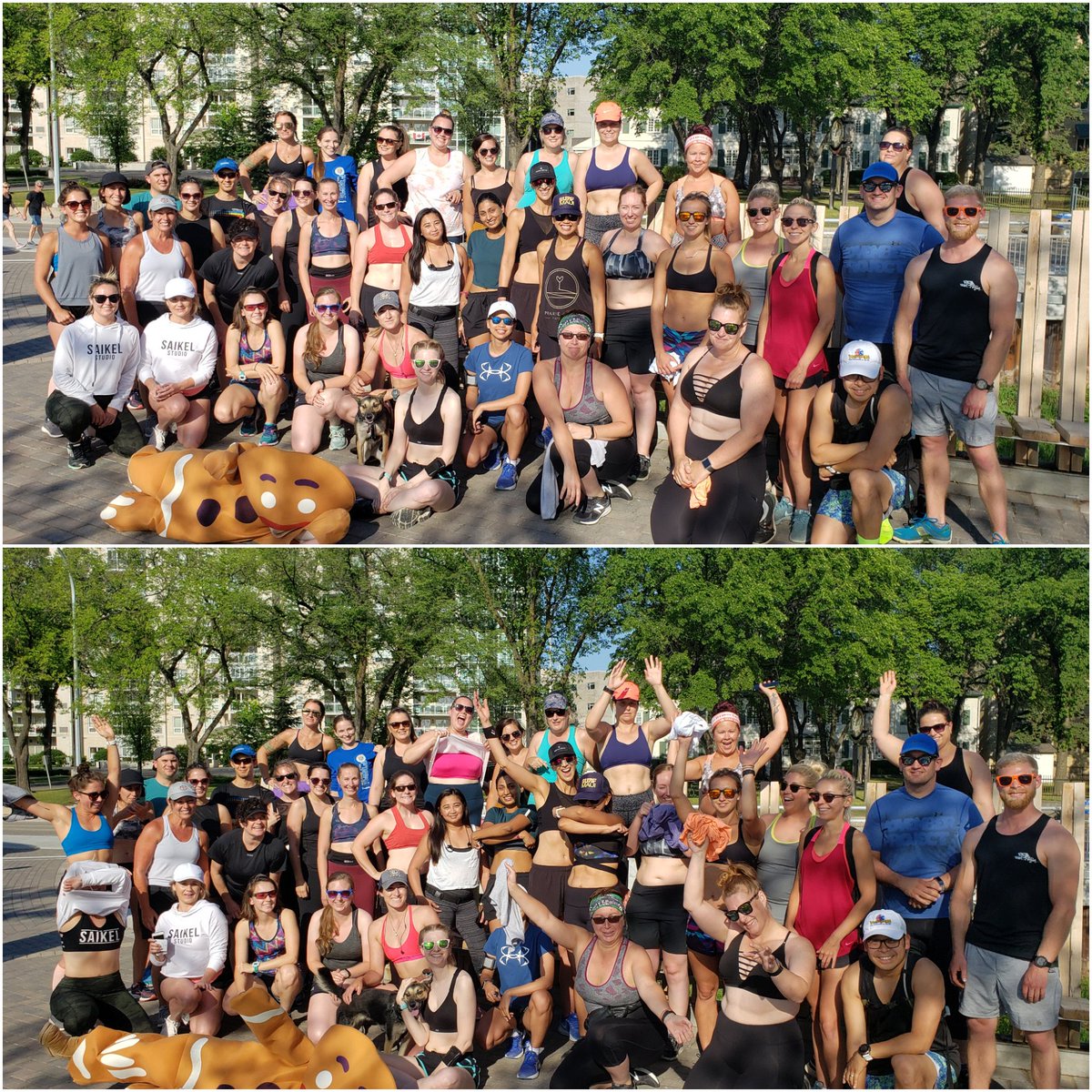 squadYWG's tweet photo. Global #SportsBraSquad Day, #Winnipeg Edition 2.0! 
THIS is what STRENGTH looks like! 🔥 We are SO. DAMN. PROUD. 
HUGE thank you to our supporters, @crankedenergy for post run fuel, @wfpsrun race registrations @saikel_studio for FREE class passes 🚴‍♀ and to each of YOU ❤ https://t.co/XVTVXf9zAu