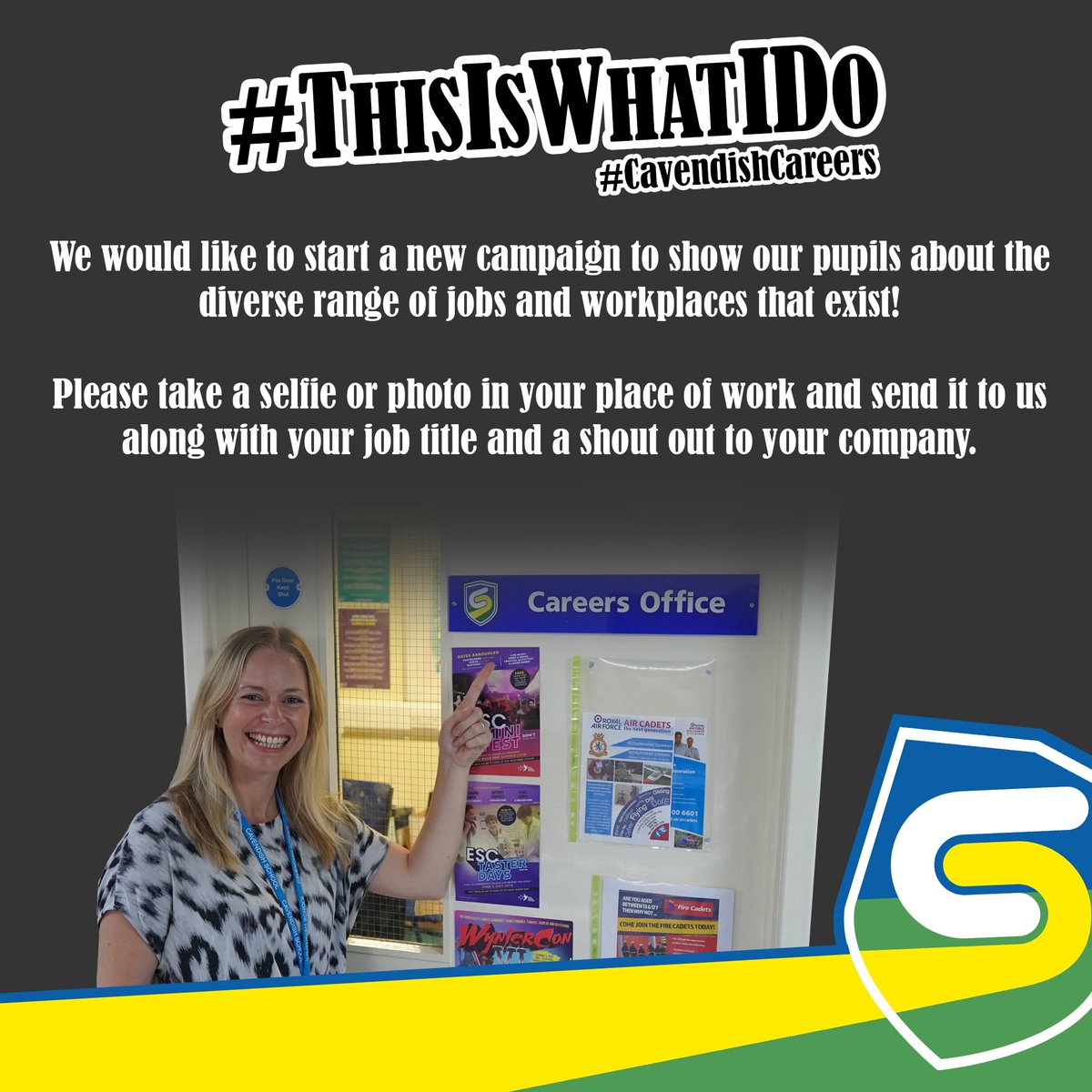 We would like to start a new campaign to show our pupils about the diverse range of jobs and workplaces that exist. Please take a selfie or photo in your place of work and send it to us with the hashtags #ThisIsWhatIDo #CavendishCareers