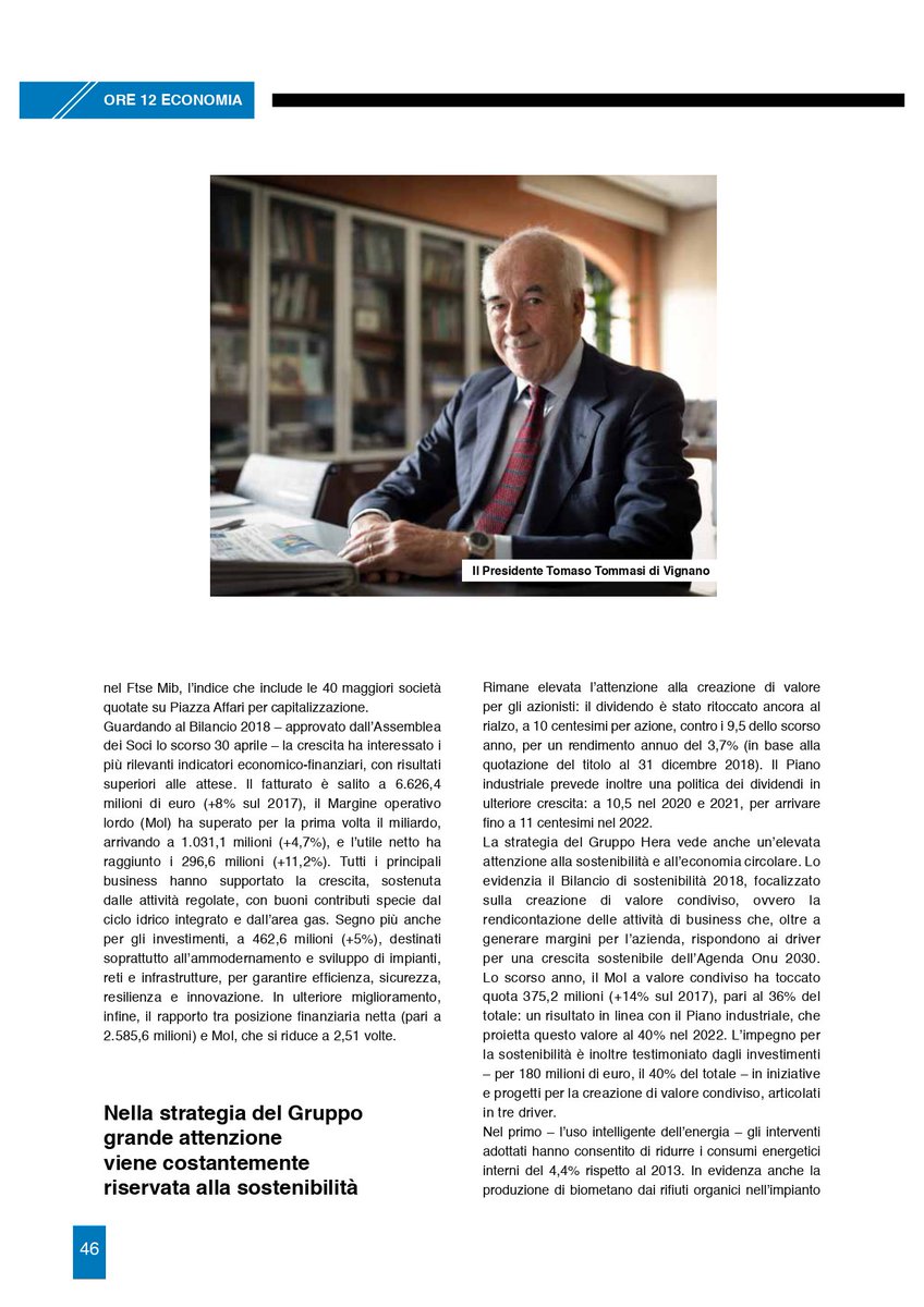 GruppoHera's tweet photo. #GruppoHera su #ORE12Economia: al centro i risultati positivi del Bilancio 2018 e i numeri del primo trimestre 2019. In evidenza anche l'impegno per la #sostenibilità, testimoniato dagli investimenti in energia, raccolta differenziata, #innovazione, ambiente #ValoreCondiviso https://t.co/zTOXiZQMbB