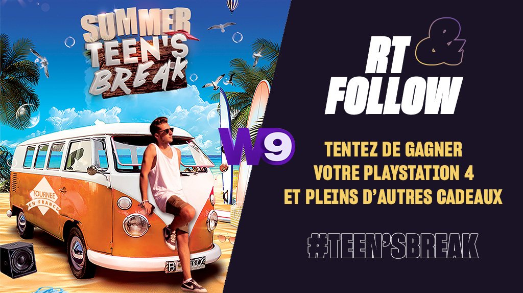 W9's tweet photo. Cet été encore, le Summer Teen’s Break part en tournée dans toute la France. A cette occasion, tentez de gagner votre Playstation 4 et pleins d’autres cadeaux ! https://t.co/qzPrIpG82C