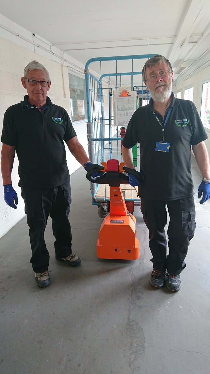 SDHVolunteering's tweet photo. The recycling team have a new set of powered wheels to help them move office furniture around the hospital @CaraCBCEO @SalisburyNHS #makinglifeeasy #recyclingteam #save7 https://t.co/vdB6f26t3h