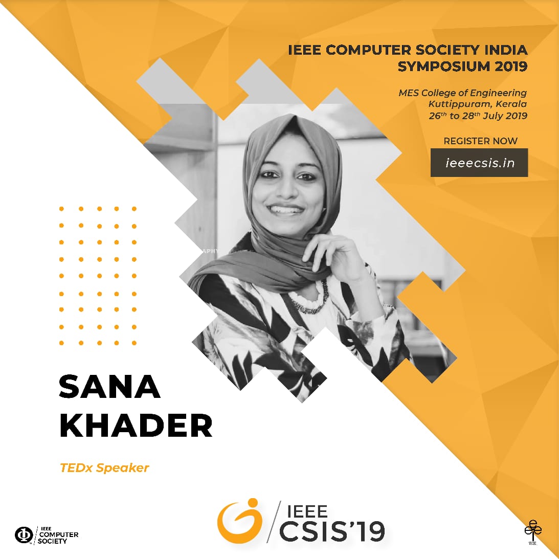 ieeecsis's tweet photo. Sana Khader, an engineer with her passion for art and craft by stands as an inspiration for younger generations. Join us to meet her on 26th July 2019 at MES College of Engineering.

#ieee #ieeecs #ieeecsis #csis19 #ieeesbmesce #ieeecssyp https://t.co/99ApzihLCw