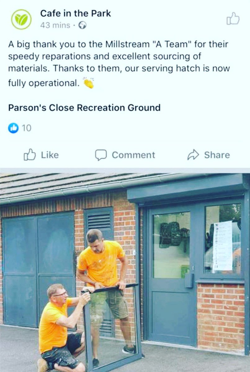MillstreamLtd's tweet photo. Working on some great #local projects this week.  Firstly helping @cafeintheparklb after a spot of vandalism.  Then working with Newns Markings to redesign a local #school #playground #funtimes! https://t.co/x5MadQeTva