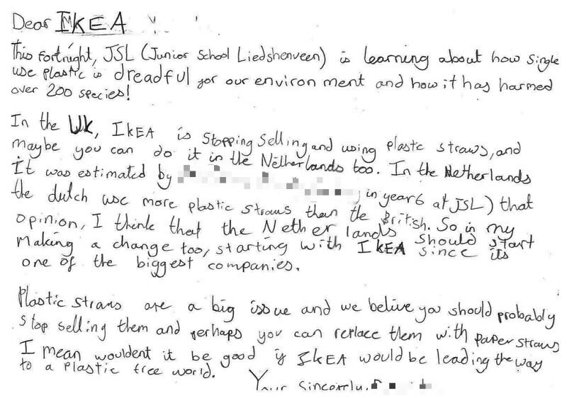 BSNetherlands's tweet photo. During #JSLSTEAM #BSNY6 wrote persuasive letters to the Delft @IkeaNederland store on why they should stop using and selling plastic straws. And, they got a lovely, positive response. We all have the power to make a difference! #PlasticFreeJuly https://t.co/B15k6uTW7i