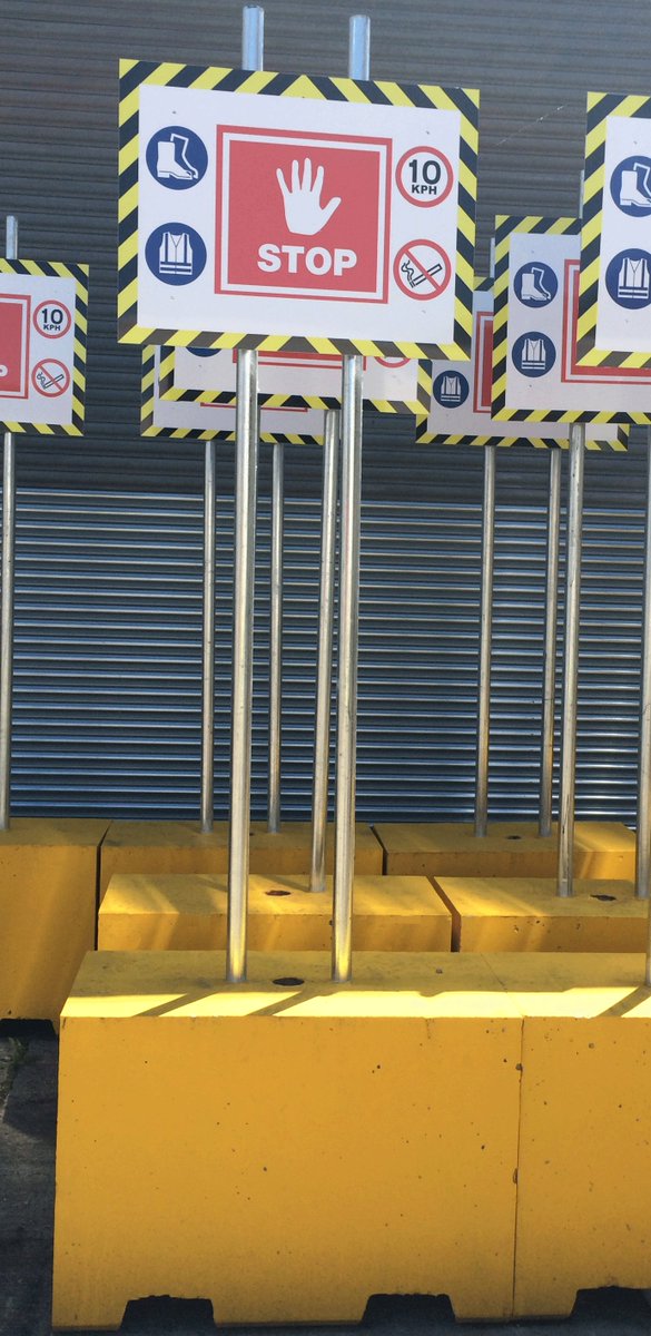 Polysafe blocks for signposts are very popular with our clients, they help get the message across. These help prevent vehicle driveaways in loading bays, when placed in front of the cab!