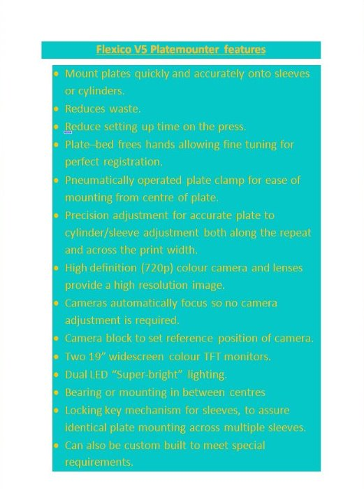 TectonicIntLtd's tweet photo. Here is a list of the key features of the Flexico V5 Platemounter. For more information please don't hesitate to contact us. https://t.co/Krcwe6tZQ9