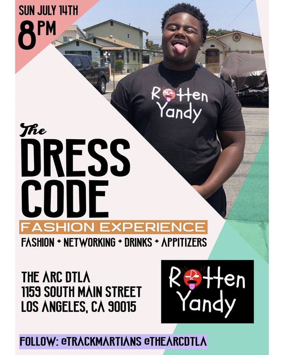 TheArcDtla's tweet photo. We are excited to launch LA’s Newest Fashion Showcase: “THE DRESS CODE” on July 19th at #TheArcDTLA [Doors Open @ 8PM] highlighting some of the Dopest Independent Clothing Brands out of LA🌴[ @kutz_clothing ] Powered by: @TrackMartians &amp; @TheArcDTLA https://t.co/JLHcXjtfvT