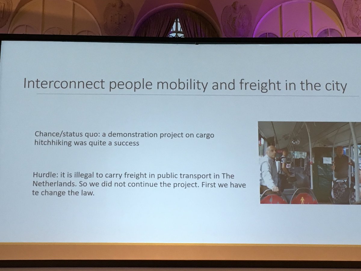 Interconnect people mobility and freight in the city, looks evident, but regulation does not allow this smart combination, dixit Birgit Hendriks at #ipic2019