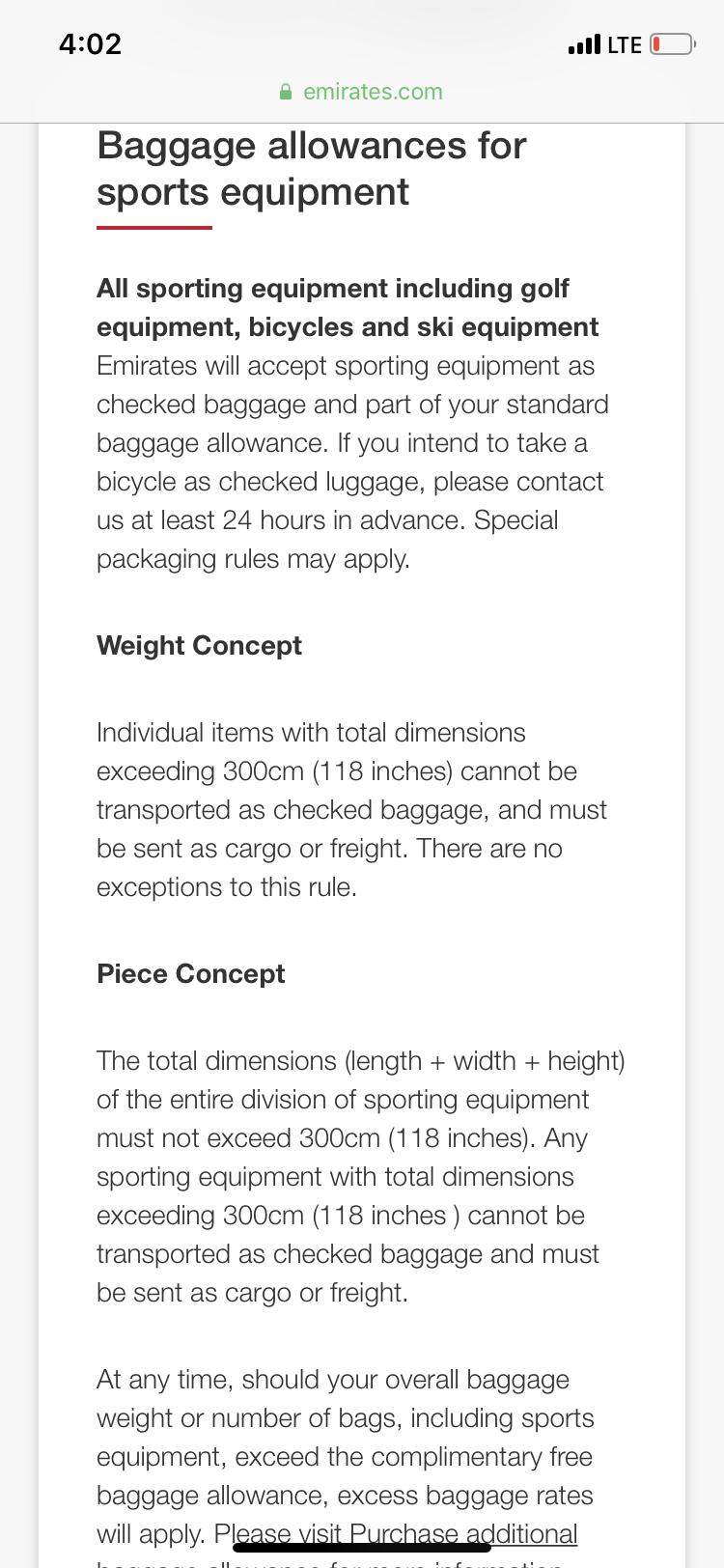 emirates check in baggage dimensions