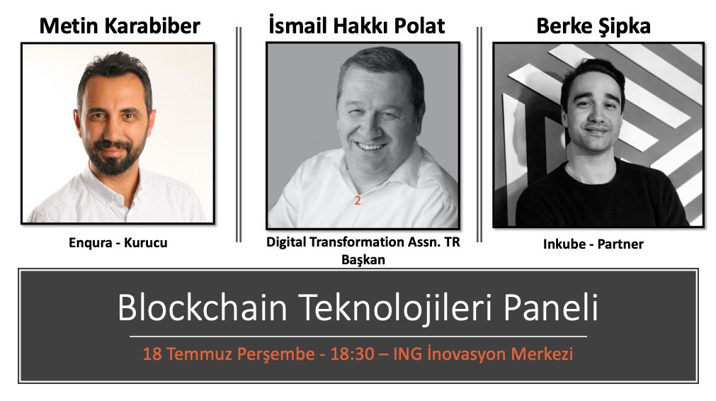 18 Temmuz Perşembe akşamı direktörümüz <a href="/_volkank/">Volkan K</a> moderatörlüğünde, <a href="/ismailhpolat/">İsmail H. Polat</a> , @BerkeSipka ve <a href="/metinkarabiber/">metin karabiber</a> Blockchain teknolojilerindeki son gelişmeleri konuşmak için inovasyon merkezimizde olacak😎

Kayıt için: bit.ly/30s4Klz