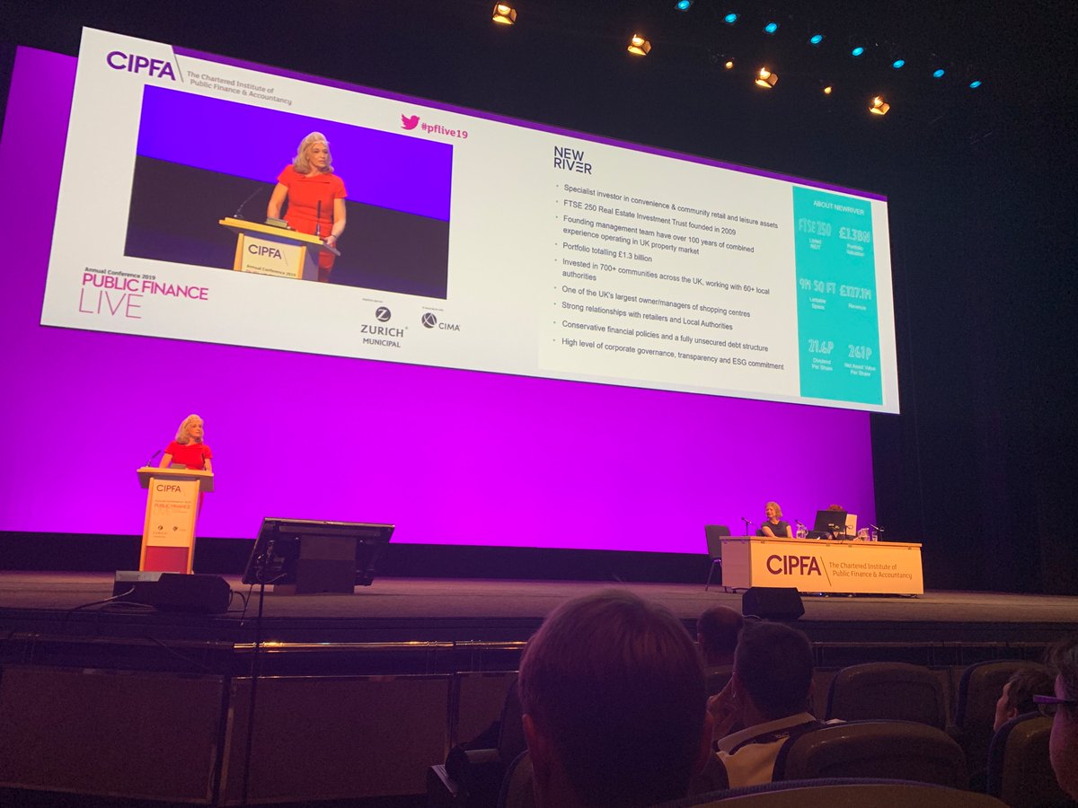 NewRiverREIT's tweet photo. Thank you to @CIPFA for having NewRiver Director Emma Mackenzie as a keynote speaker at your annual conference to share our views on public & private sector partnership to help regenerate UK town centres #regeneration #towncentres #pflive19 https://t.co/urF6LuEgjL