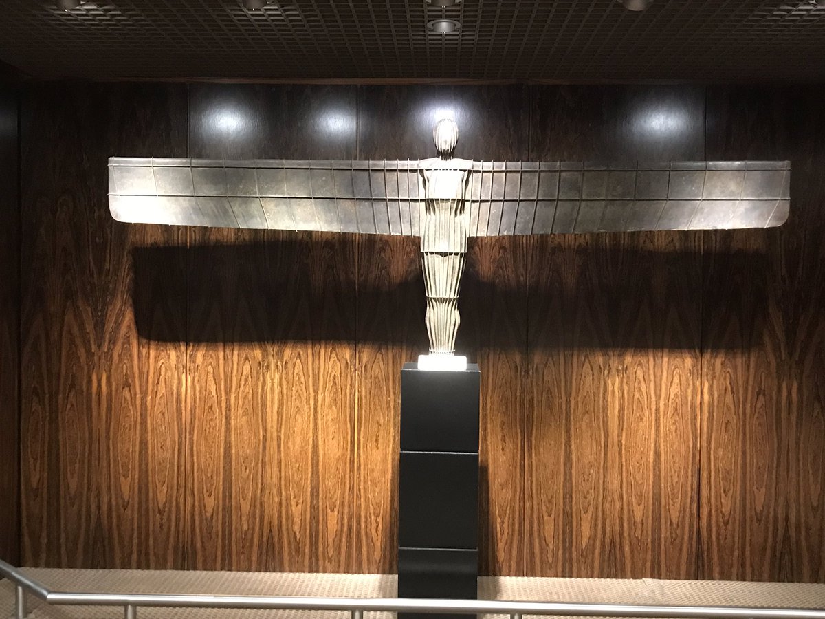 NECulture's tweet photo. Good to present to the North East Local Authority Chief Execs today about #Case4Culture & future ideas for festivals & sustainability - also there can’t be many local authorities who have a contemporary arts statement like this in their Civic Centre @GMBCouncil #angleofthenorth https://t.co/mshk2p47FI