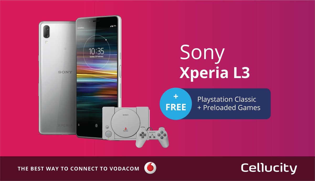 Enjoy fast downloads &amp; smooth multitasking with the Sony Xperia L3 available for just R229 pm x24 on Smart XS+ &amp; get a FREE Playstation Classic with preloaded games! 😮🤗

View more deals here: buff.ly/32i6zn8
Exclusive to <a href="/Cellucity/">Cellucity</a> 
<a href="/SonyXperiaZA/">Sony Xperia ZA</a> #SonyXperiaL3