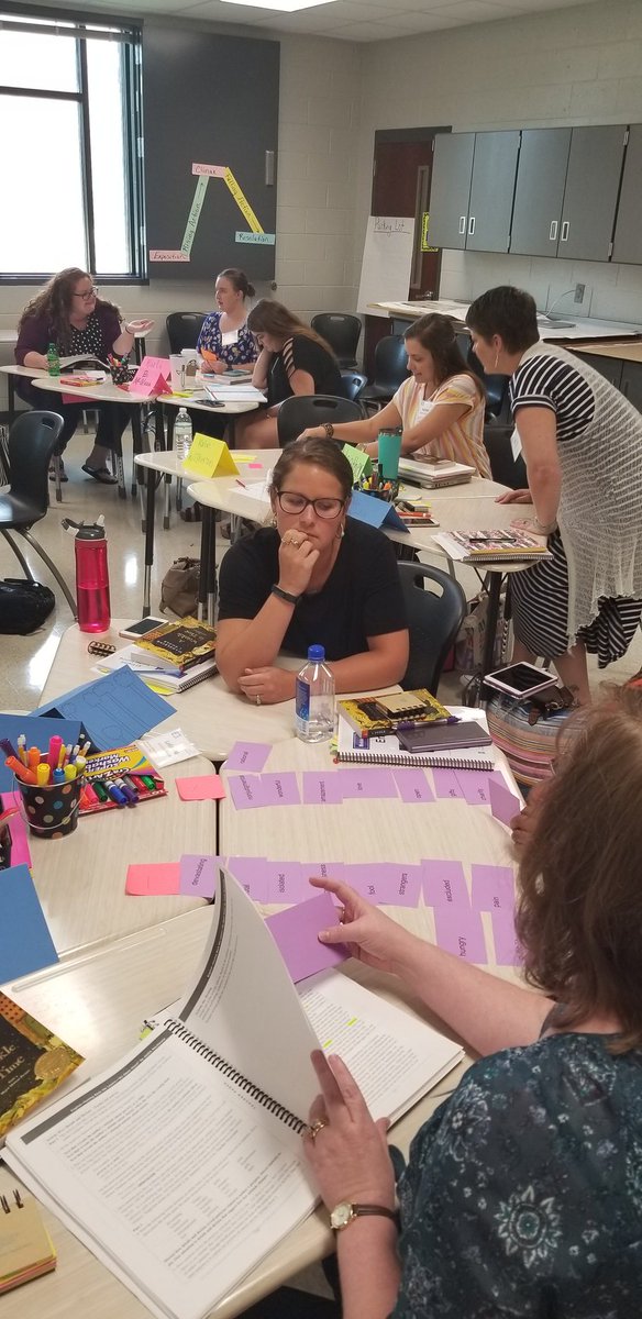 DrLeeBull's tweet photo. Are these teachers sleeping late? No!! They are diving into @AplusCR #E3Training!! This is what teachers do during their "break" - prepare for next school year! Collaboration, conversation, and connotative diction led an early morning lesson! #ExpectMore19 https://t.co/nTP8GvSBa8