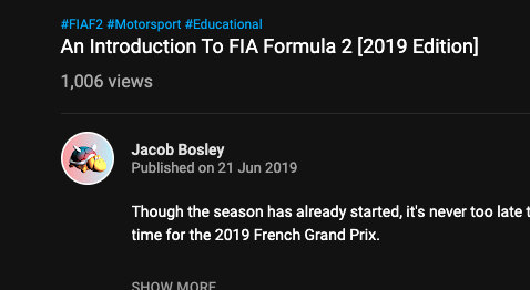 JacobABosley's tweet image. Thanks everyone who’s watched and subscribed so far, that’s the fourth video to get over 1,000 views! More are in the works. #F1FS @f1feederseries @FIA_F2 @YTCreators