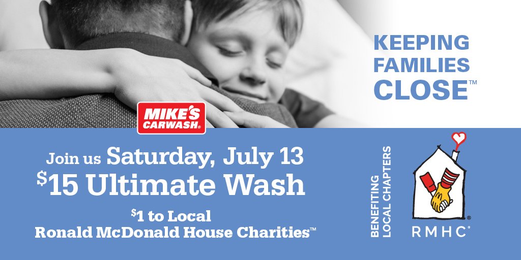 RMHCincinnati's tweet photo. Support sick children and their families with a great deal this Saturday when you visit @MikesCarwash! https://t.co/JHcDM35jKI
